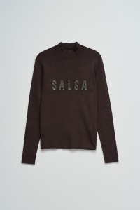 RIBBED KNIT SWEATER WITH BRANDING
