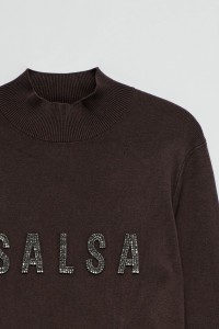 RIBBED KNIT SWEATER WITH BRANDING