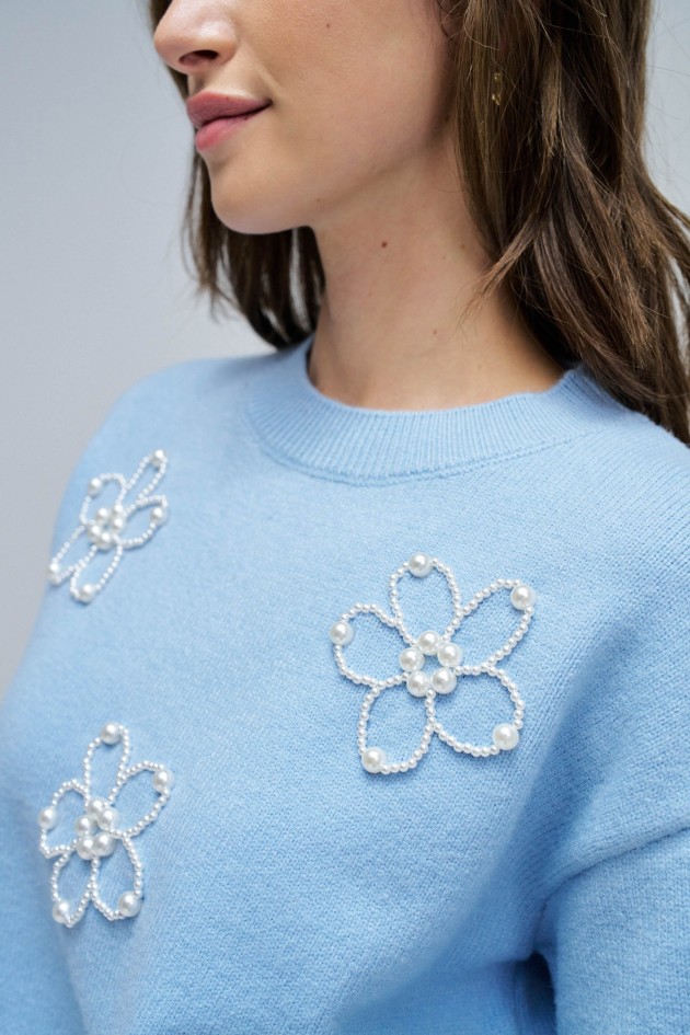 STRICKPULLOVER MIT PERLEN
