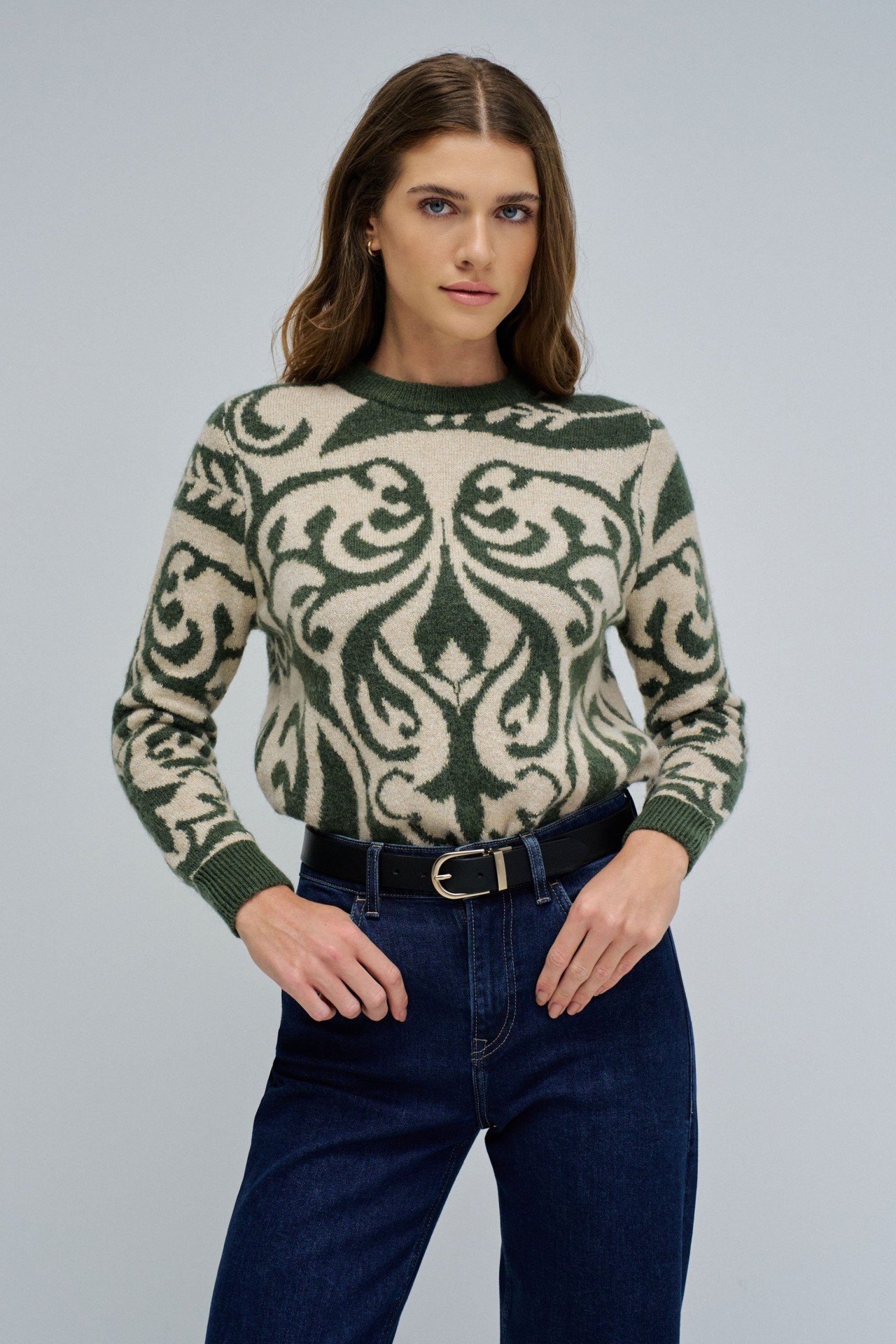 WOOL SWEATER WITH JACQUARD