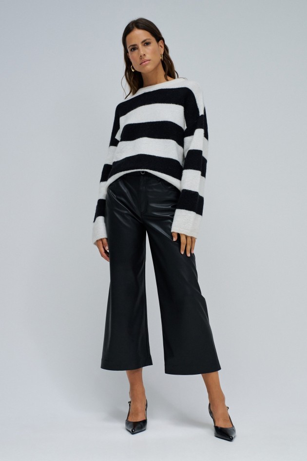 WOLLE UND MOHAIR GESTREIFTER PULLOVER
