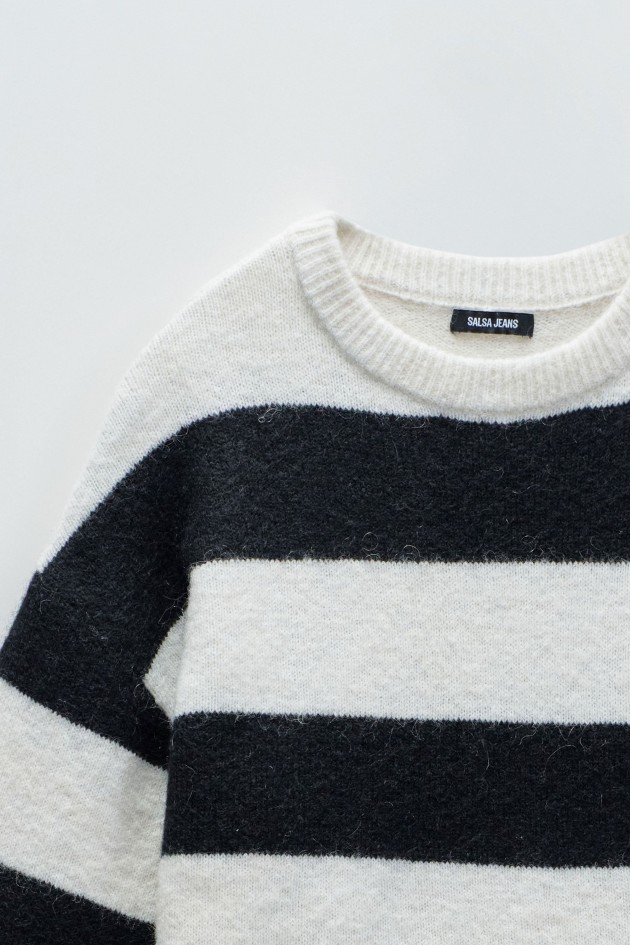 WOLLE UND MOHAIR GESTREIFTER PULLOVER