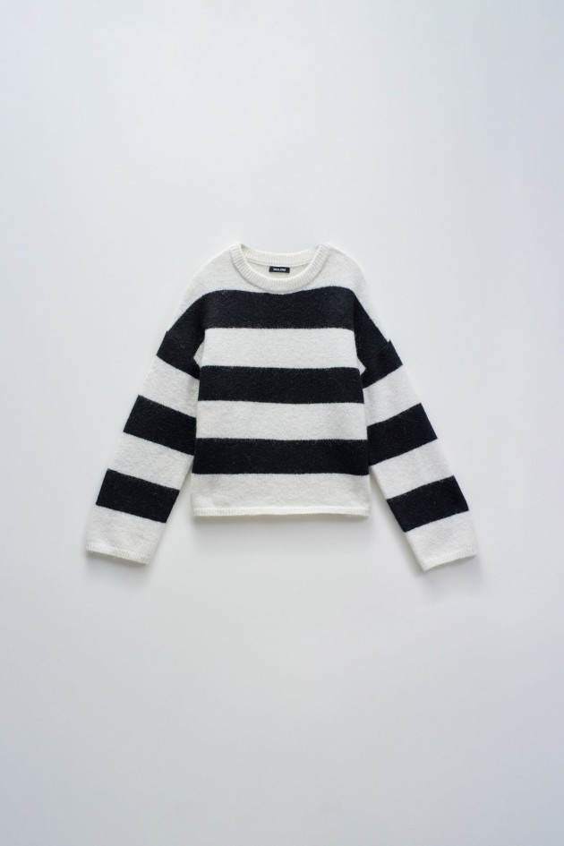 WOLLE UND MOHAIR GESTREIFTER PULLOVER