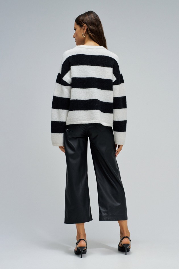 WOLLE UND MOHAIR GESTREIFTER PULLOVER