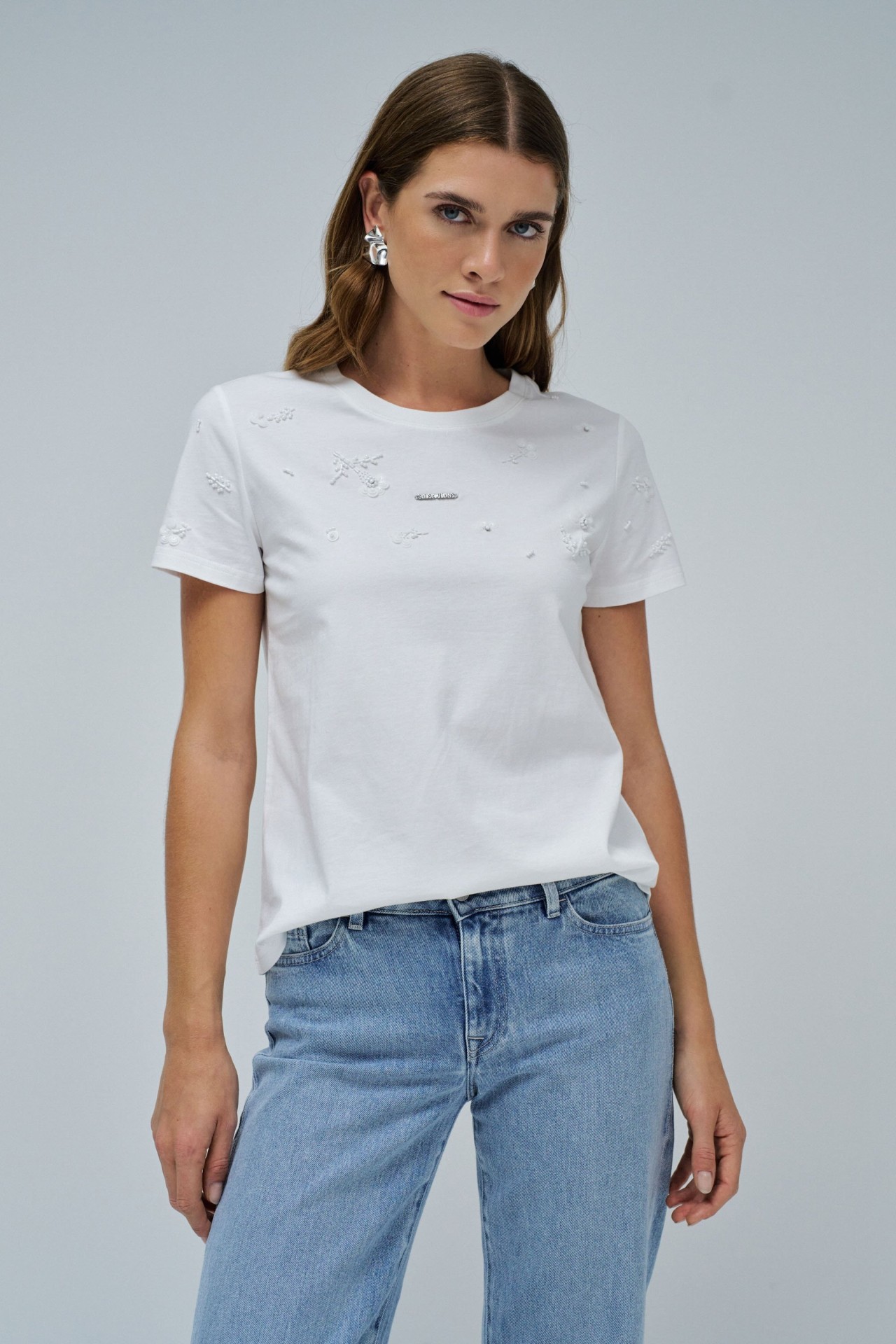 T-shirt Basique Femme Salsa 100% Coton Blanc Taille XS - Neuf Avec étiquettes