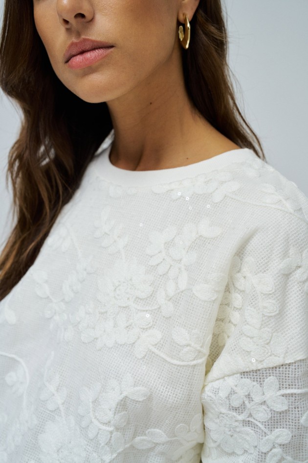 SWEAT À BRODERIES FLORALES