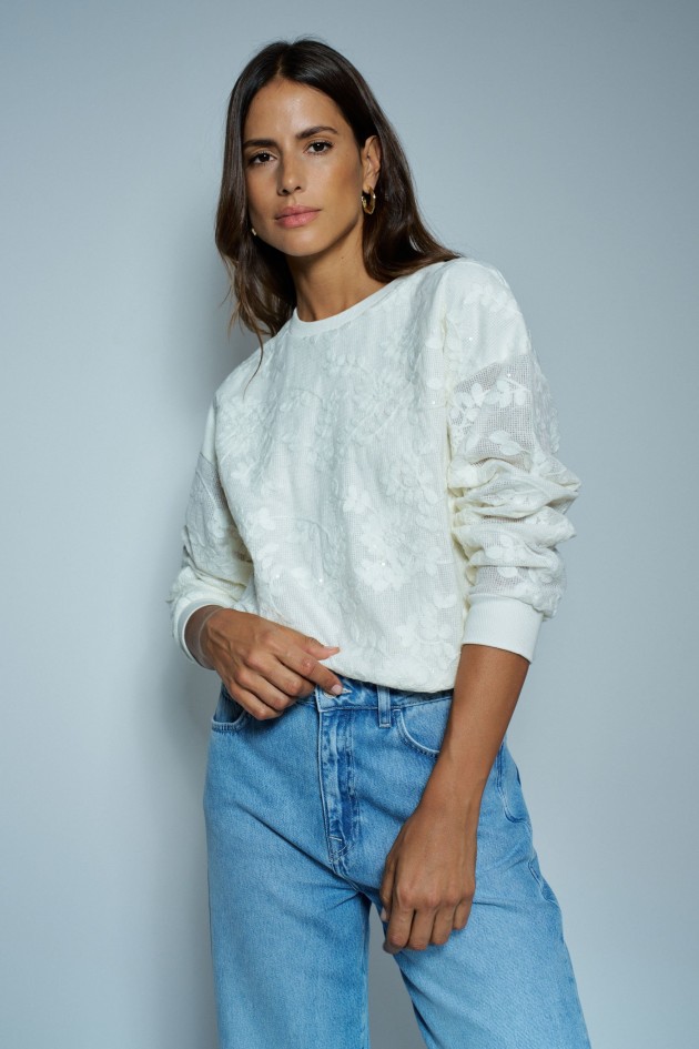 SWEAT À BRODERIES FLORALES