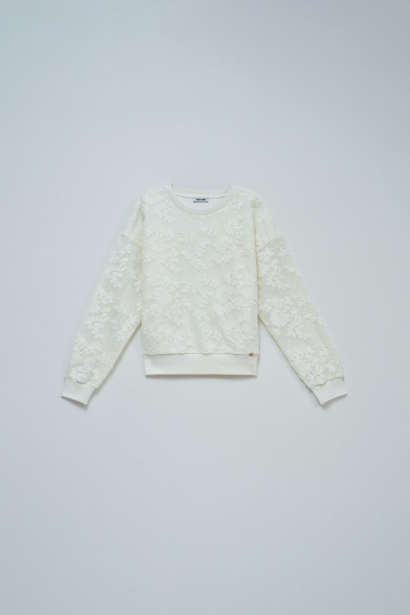 SWEATSHIRT COM BORDADOS FLORAIS