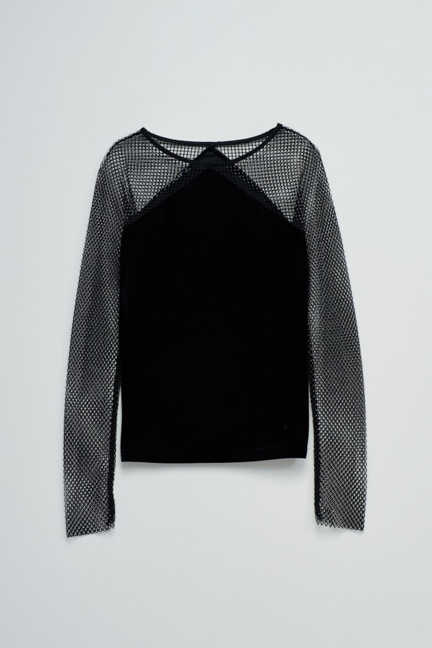 CAMISOLA DE VELUDO COM BRILHANTES