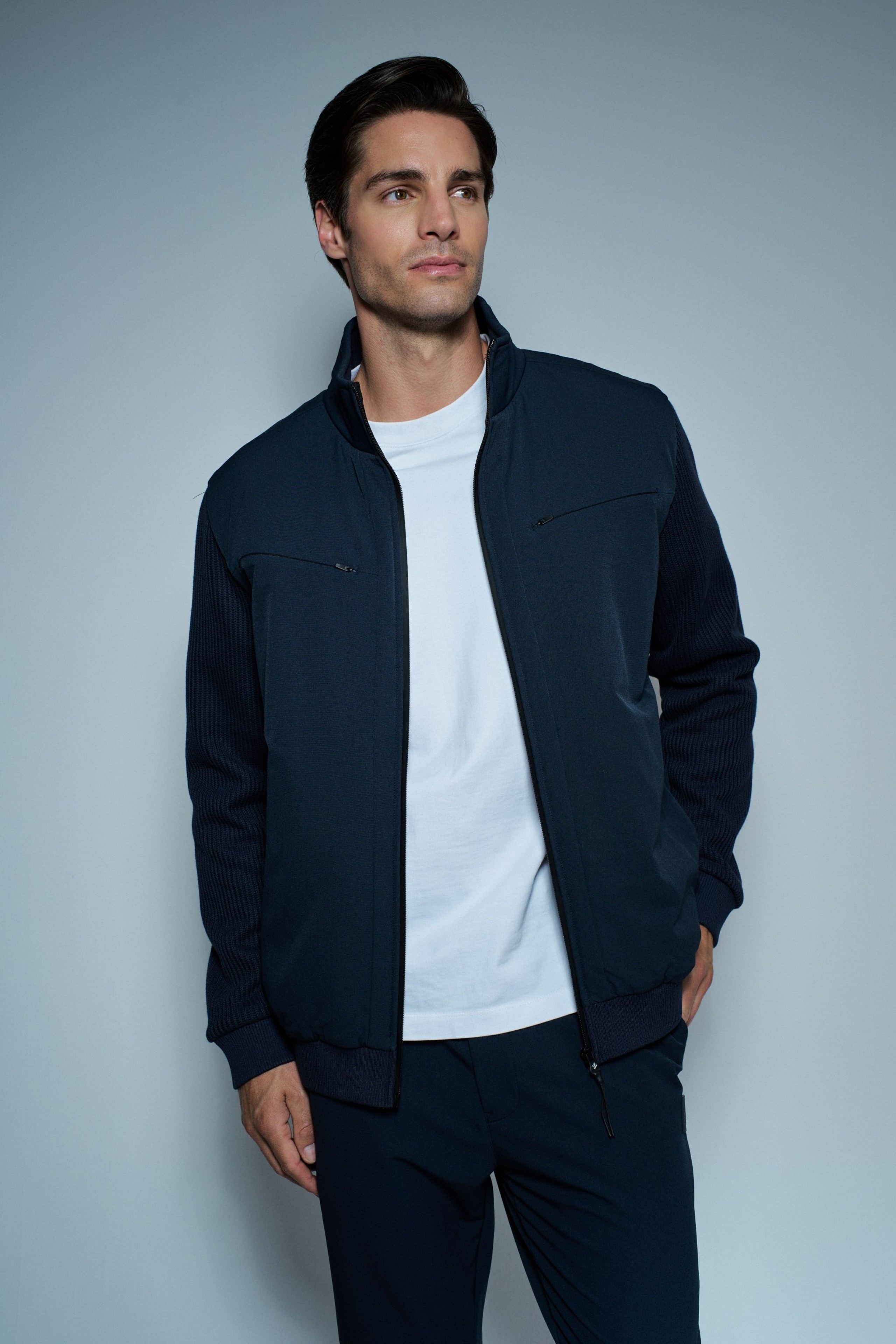 PADDED COAT WITH MIXED MATERIALS
