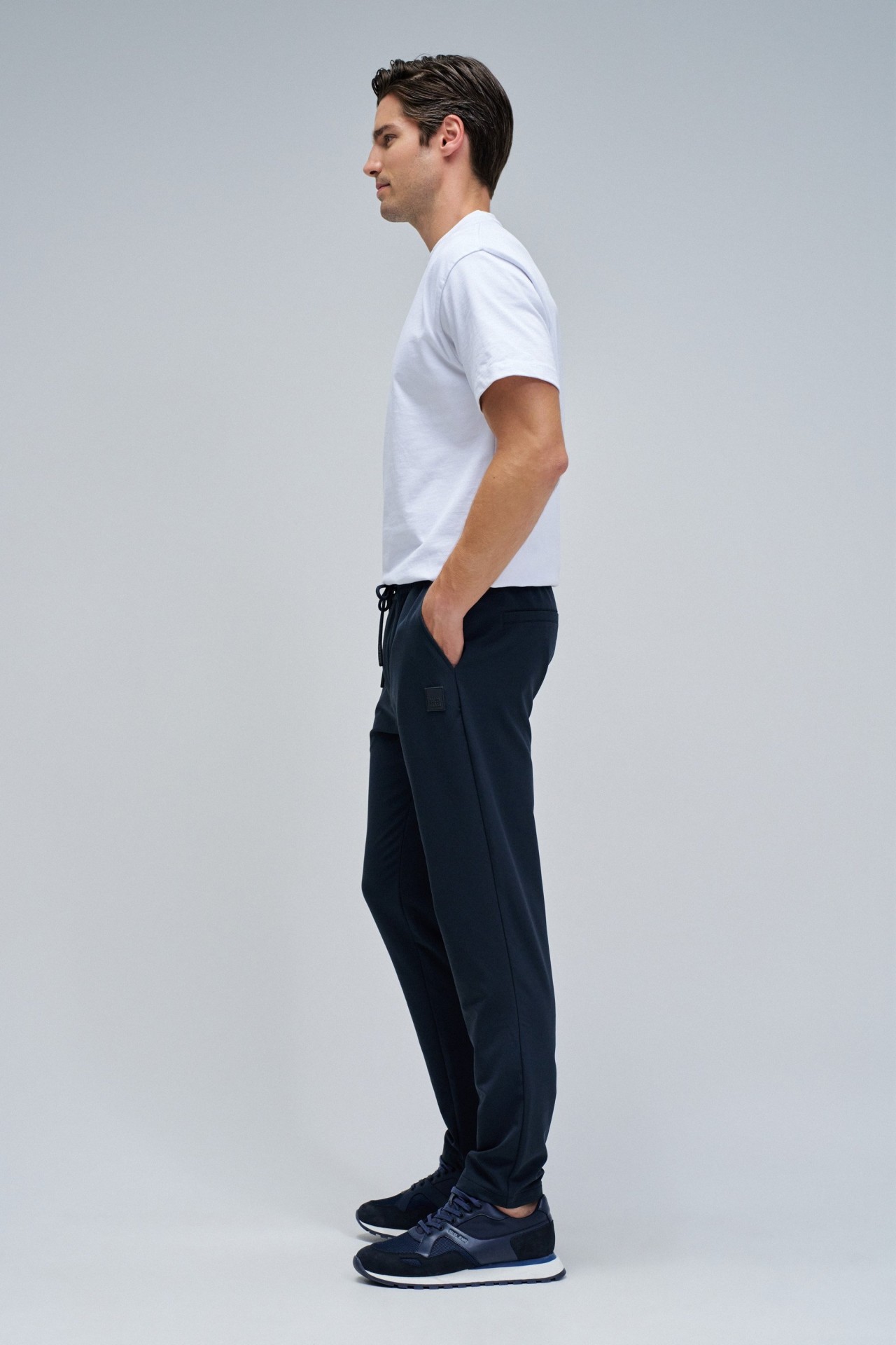 SLIM FIT JOGGERS TROUSERS IN FABRIC