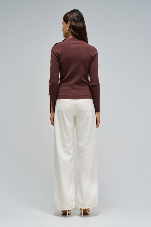 KNIT SWEATER WITH GOLDEN BUTTONS