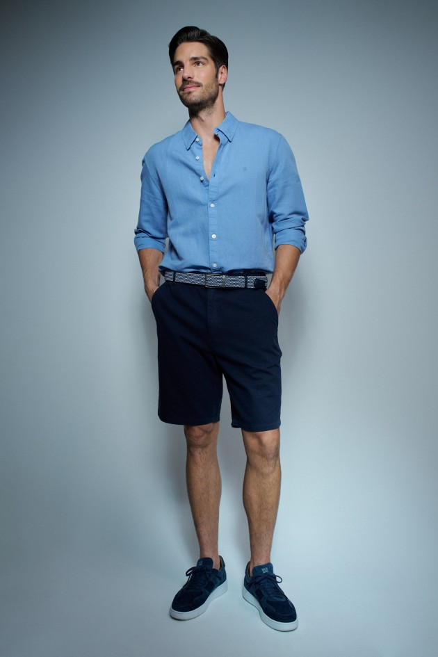 REGULAR FIT SHORTS WITH LINEN