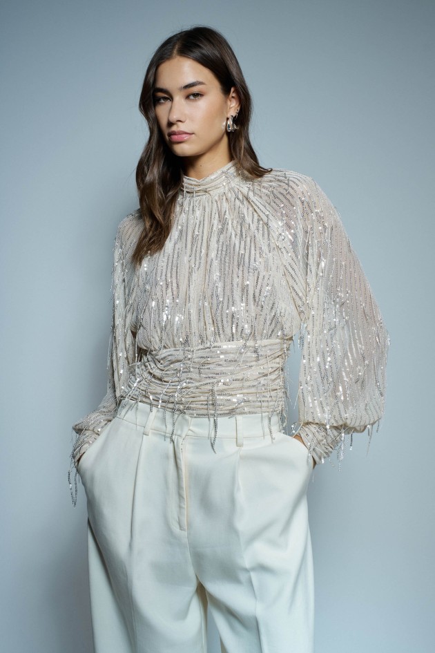 BLUSA COM LANTEJOULAS