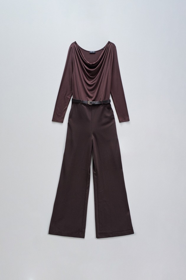 JUMPSUIT WITH MIXED MATERIALS