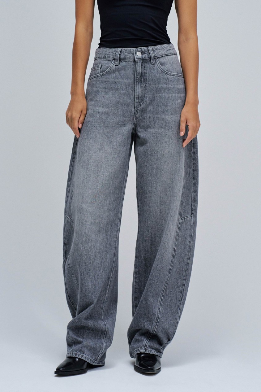 Jean Baggy Please Taille M Gris - Occasion En Très Bon état, Style Mom
