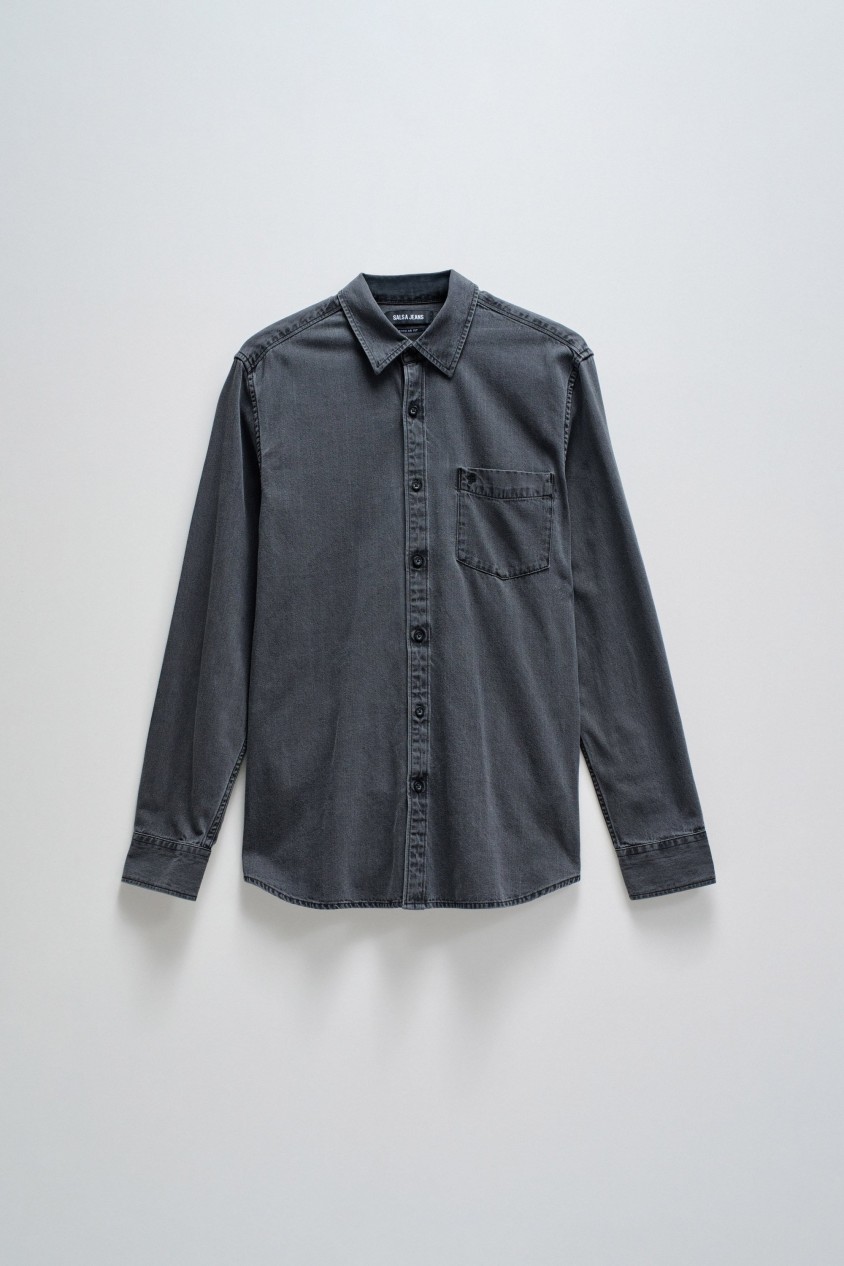 REGULAR BLACK DENIM SHIRT OUTLET