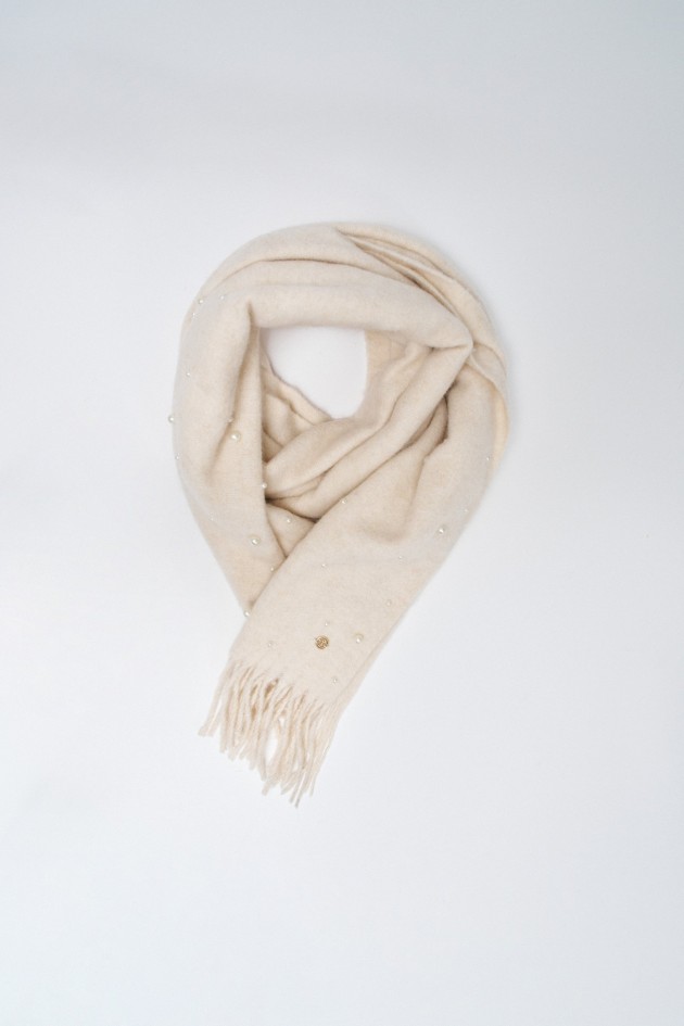 WOOL SCARF WITH PEARLS