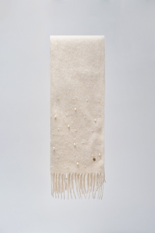 WOOL SCARF WITH PEARLS