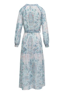 OUTLET MIDI LONG SLEEVE CHIFFON DRESS
