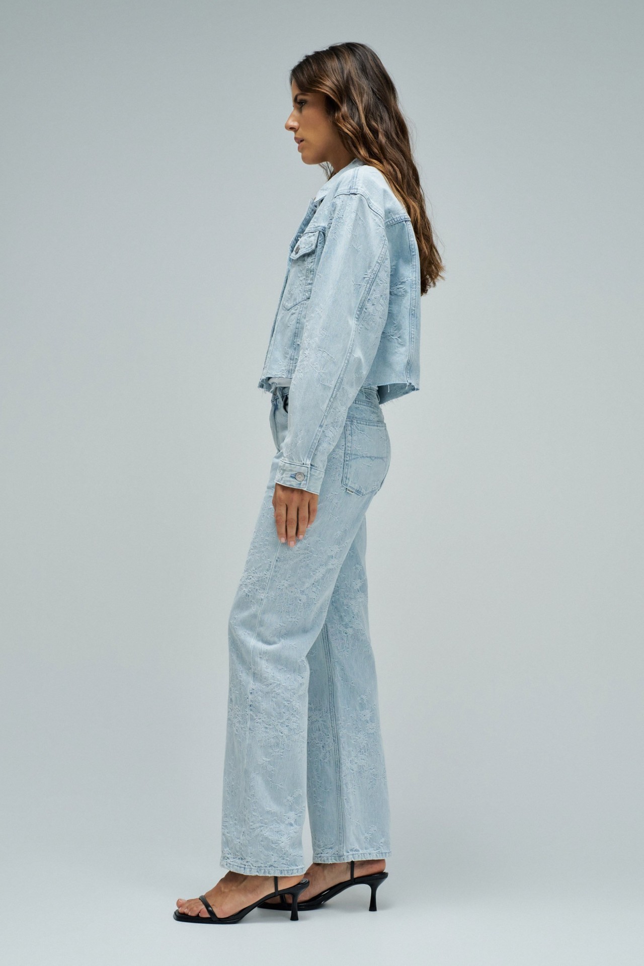 CASACO DE DENIM COM JACQUARD