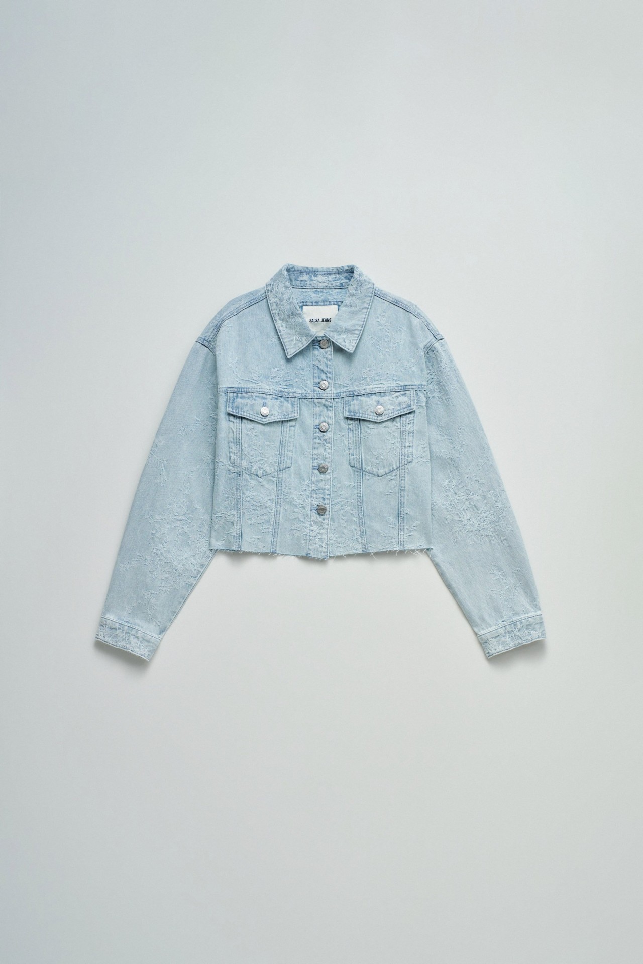 CASACO DE DENIM COM JACQUARD
