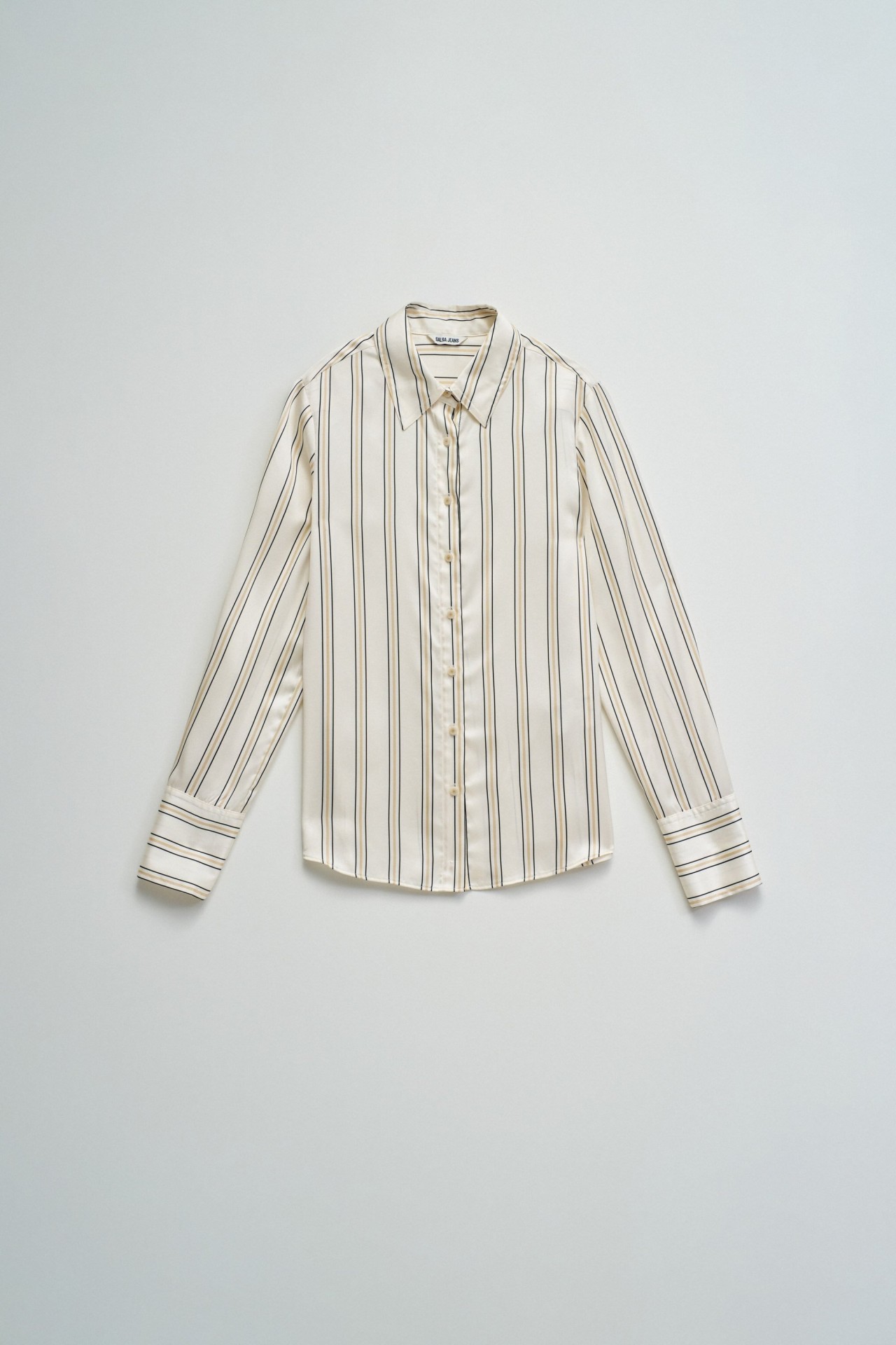SATIJNEN SHIRT MET STREPEN