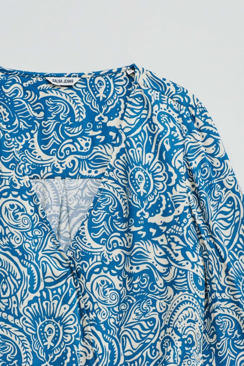 SATIN BLOUSE MET PATROON