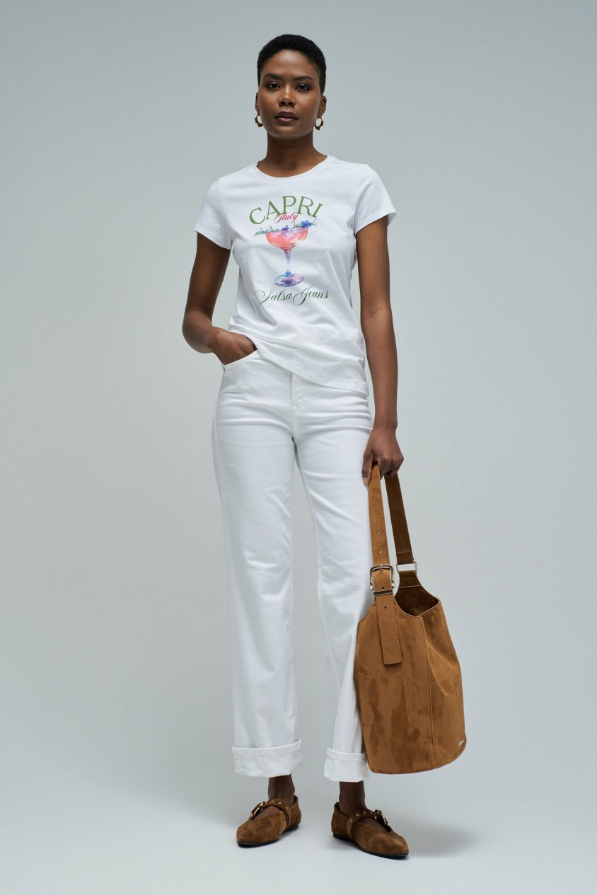 T-SHIRT WITH PRINT AND BRANDING