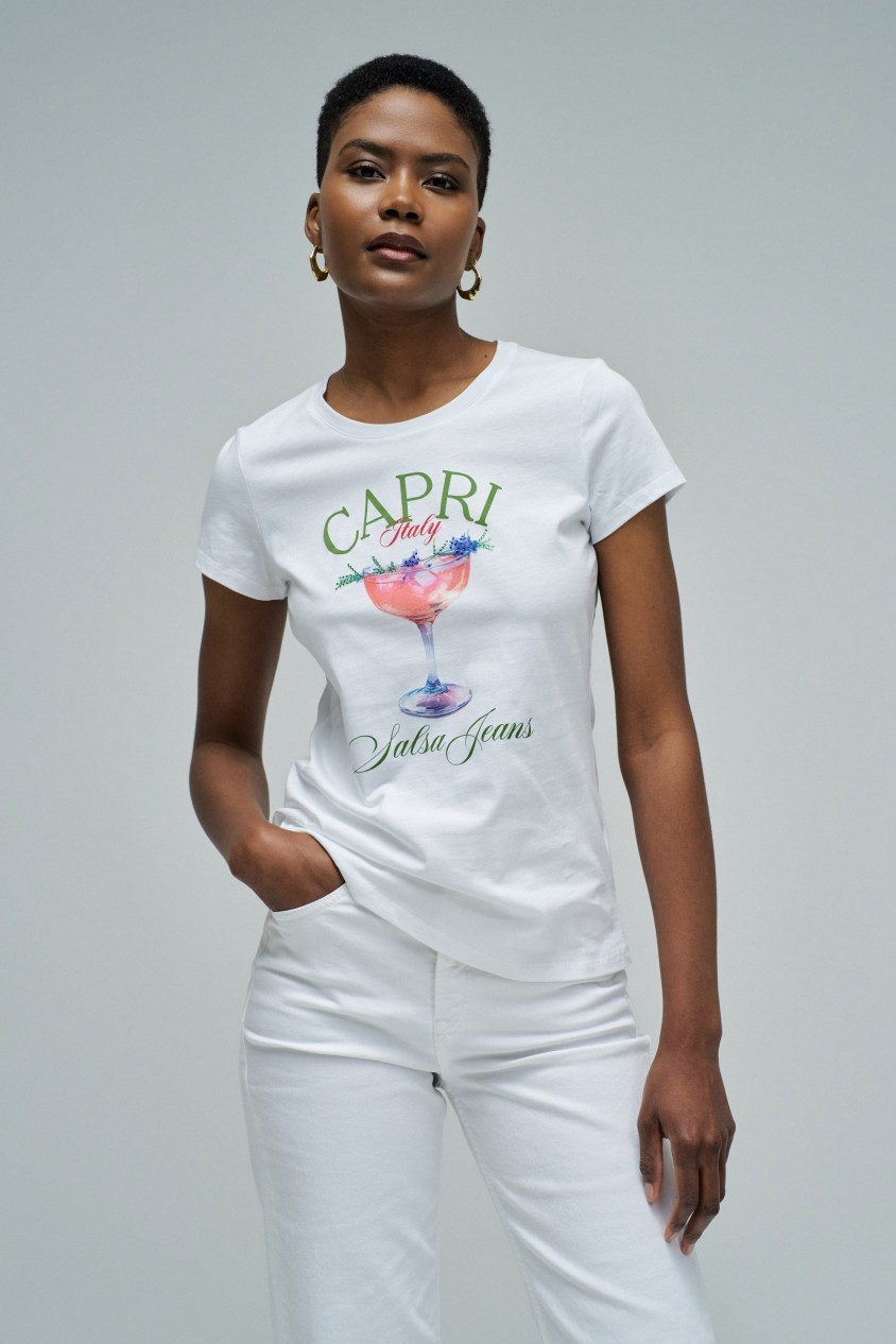 T-SHIRT WITH PRINT AND BRANDING