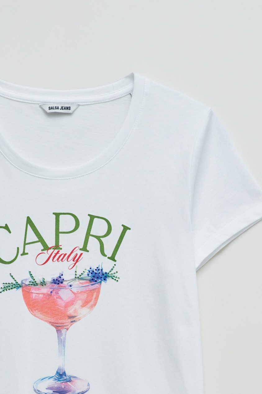 T-SHIRT WITH PRINT AND BRANDING
