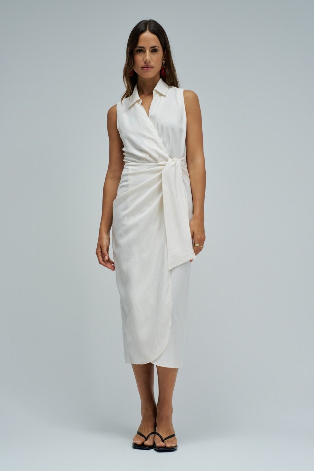 MIDI DRESS WITH LINEN