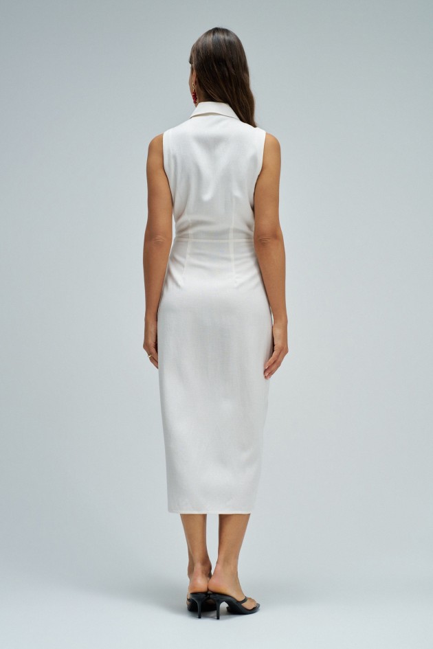 VESTIDO MIDI CON LINO