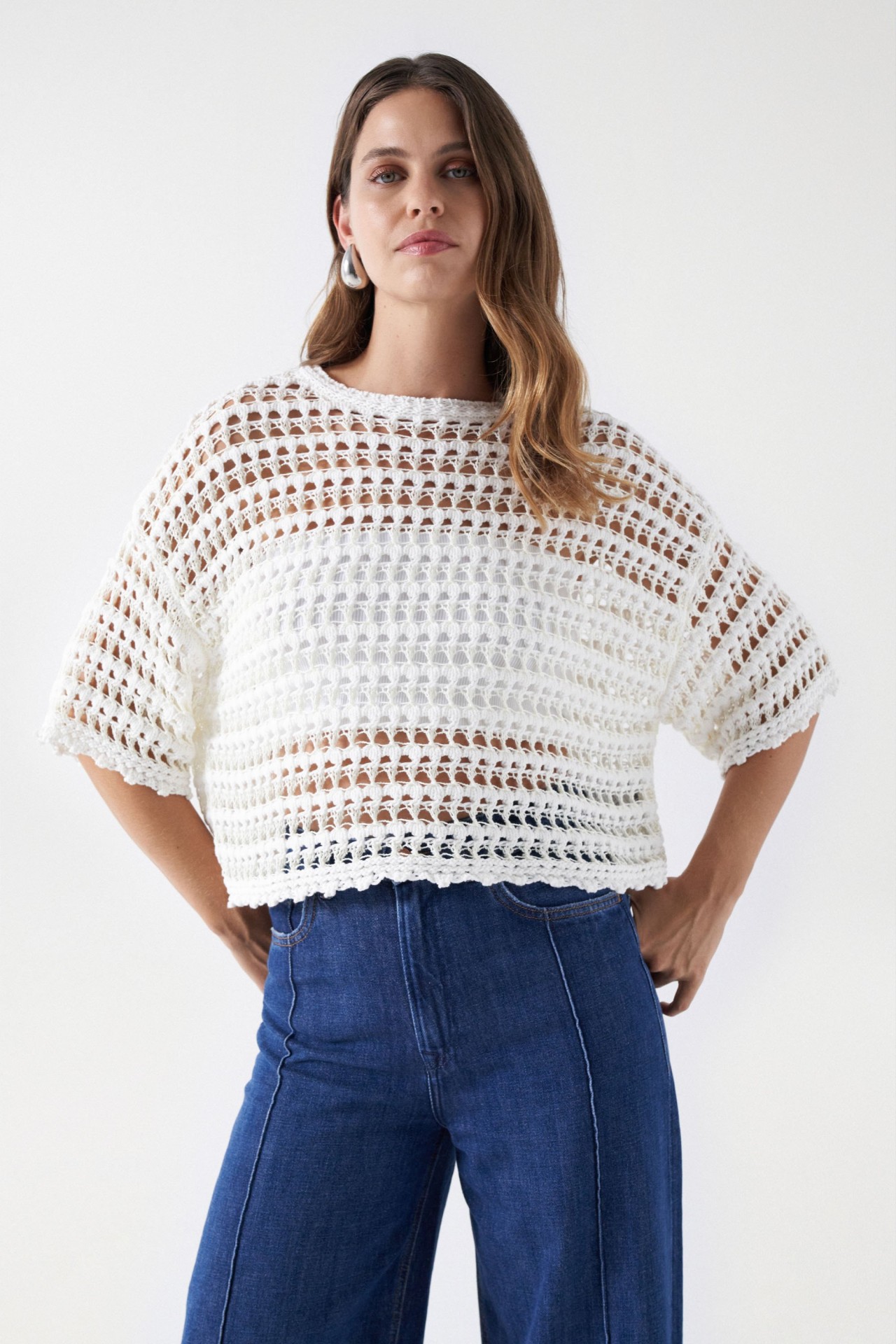 CAMISETA DE PUNTO TRICOTADO ESTILO MACRAM�
