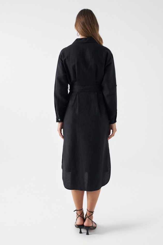 VESTIDO DE LINO CON CINTURÓN