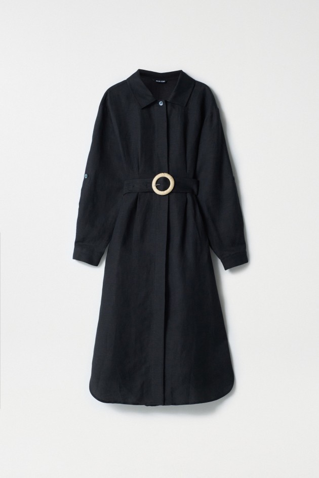 VESTIDO DE LINO CON CINTURÓN