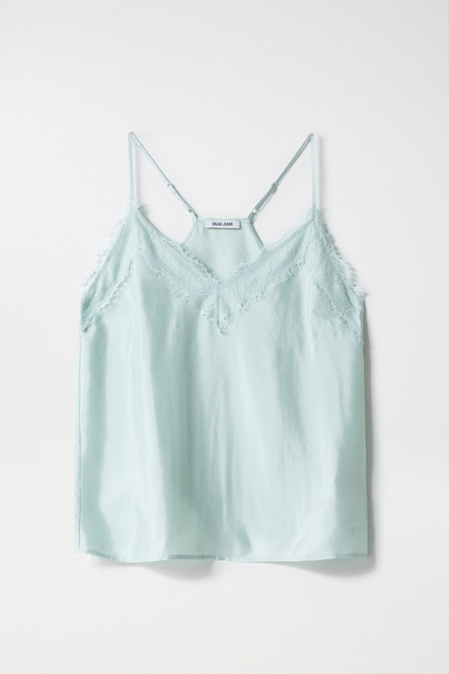 TOP EN SATIN AVEC DÉTAILS EN DENTELLE