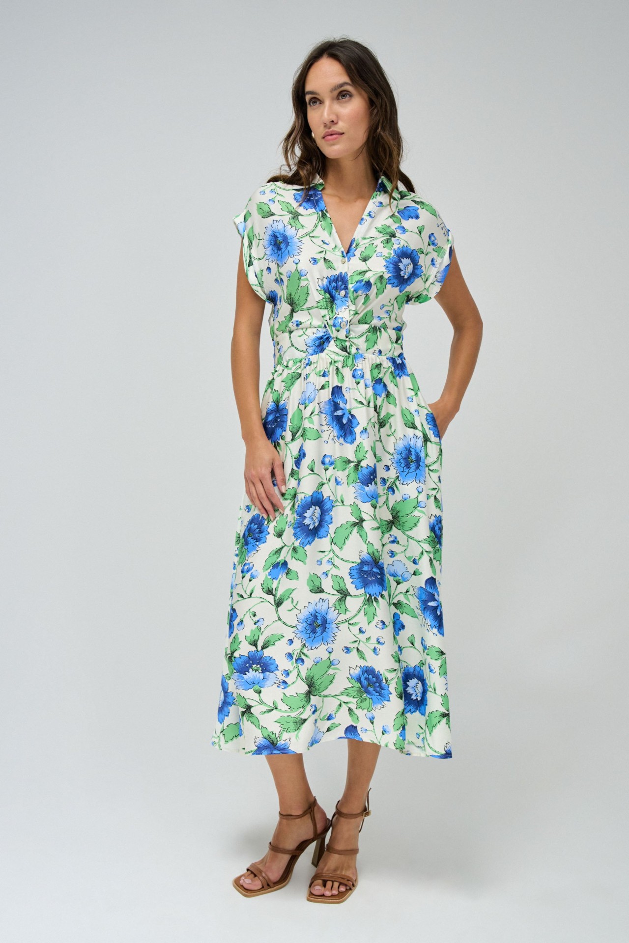 VESTIDO MIDI CAMISEIRO COM PADR�O