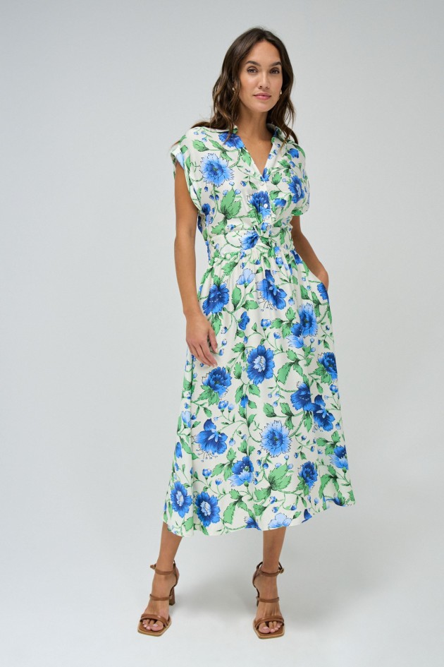 VESTIDO MIDI CAMISEIRO COM PADR�O