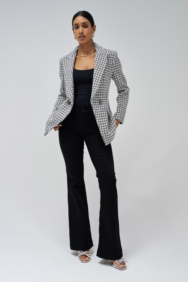 BLAZER DE LANA A CUADROS CON BRILLOS
