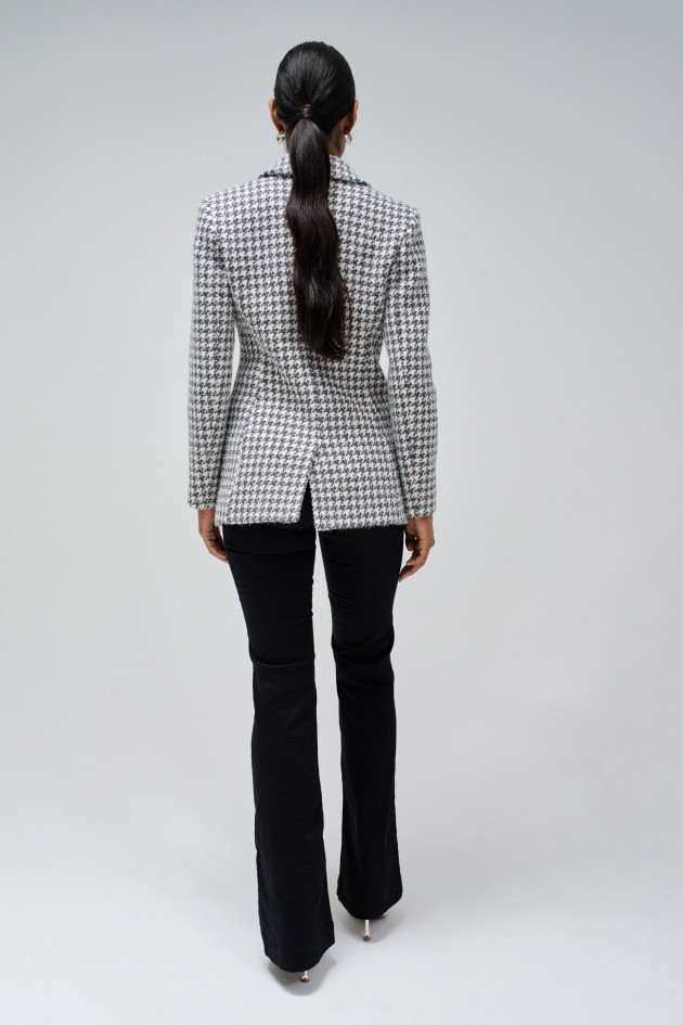BLAZER DE LANA A CUADROS CON BRILLOS