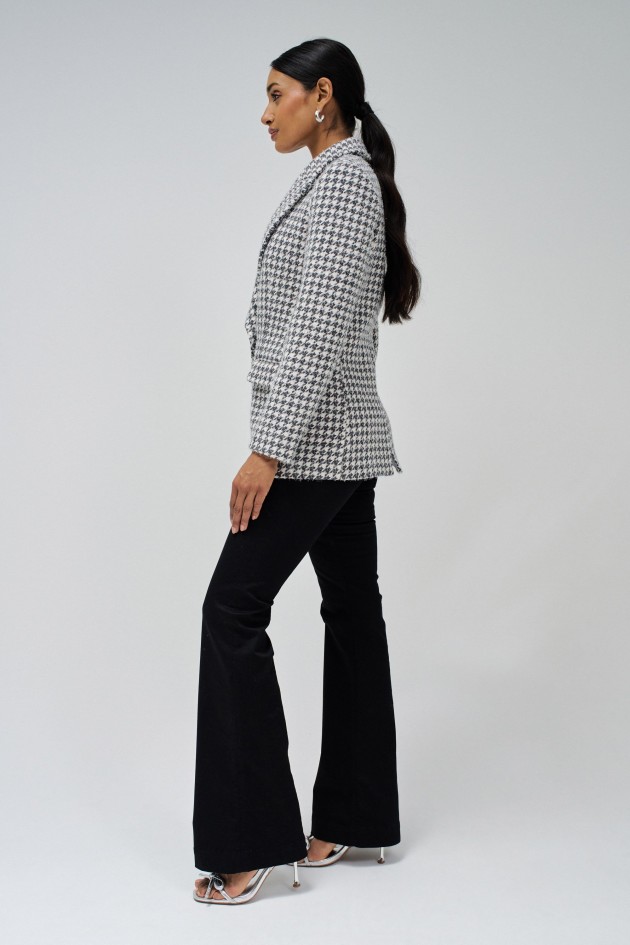 BLAZER DE LANA A CUADROS CON BRILLOS