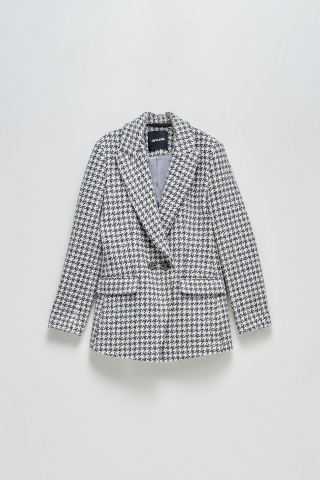 BLAZER DE LANA A CUADROS CON BRILLOS
