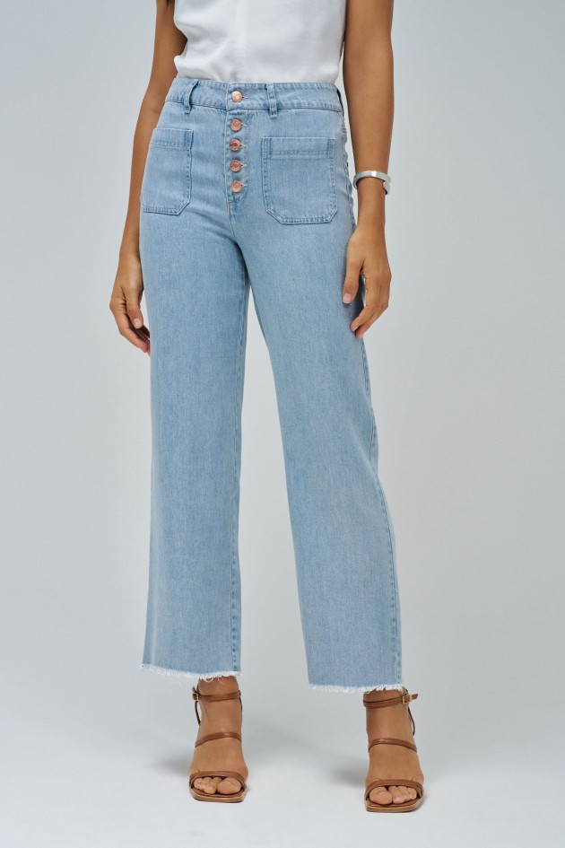 TROUSERS CROPPED STRAIGHT LIGHTDENIM