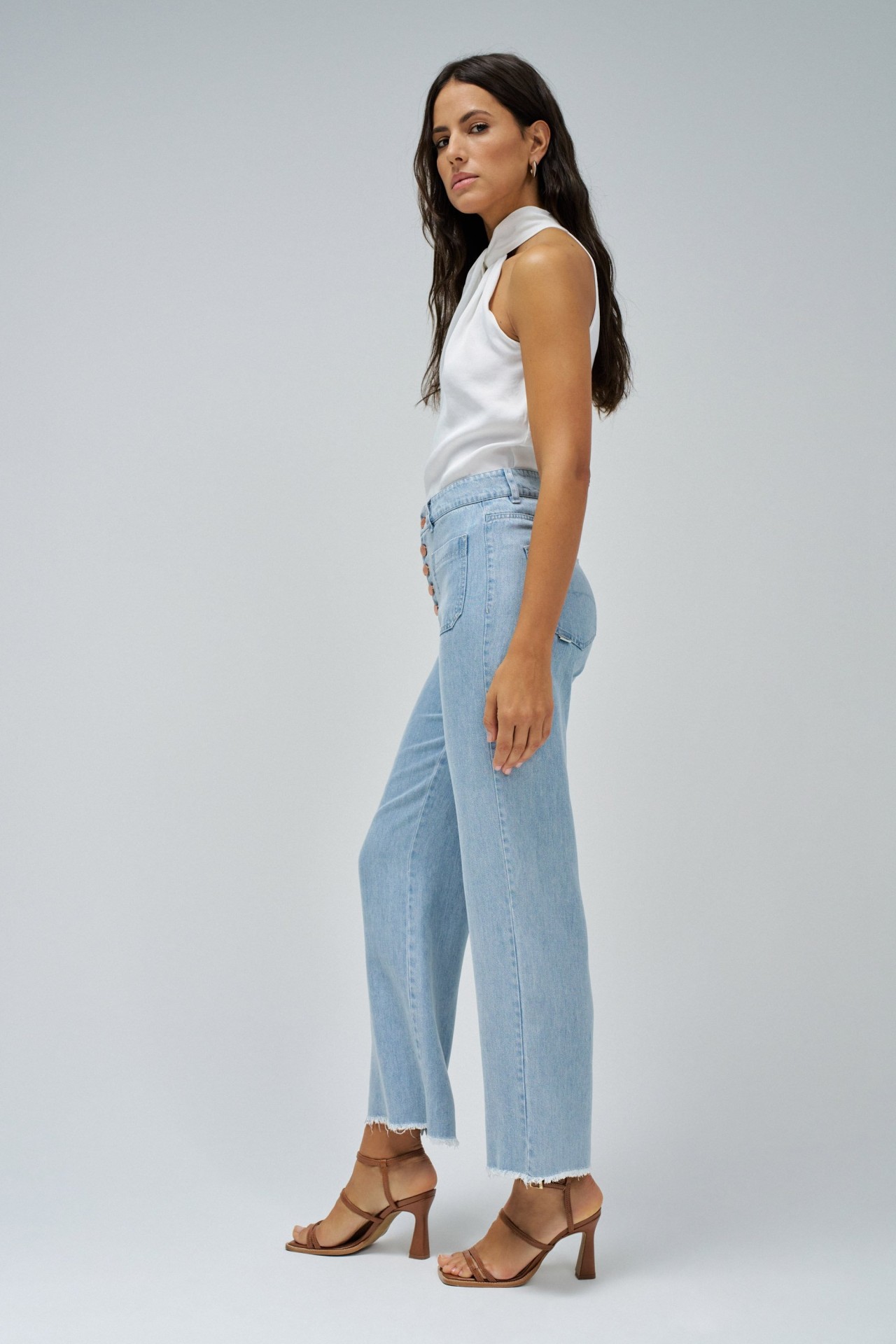 PANTALONES CROPPED STRAIGHT LIGHTDENIM