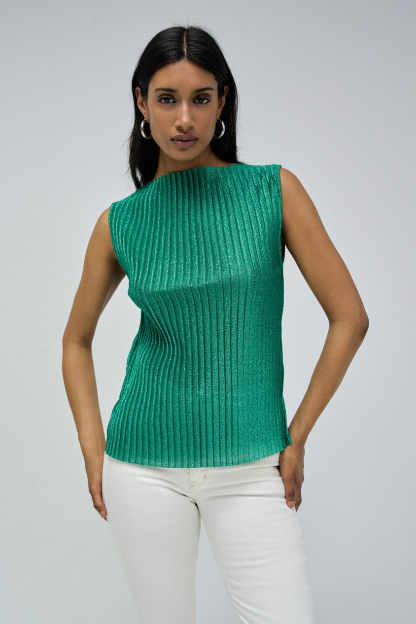PLEATED TOP WITH LUREX