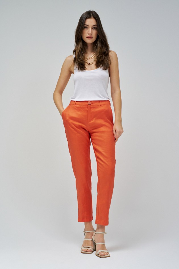 LINEN CHINO TROUSERS