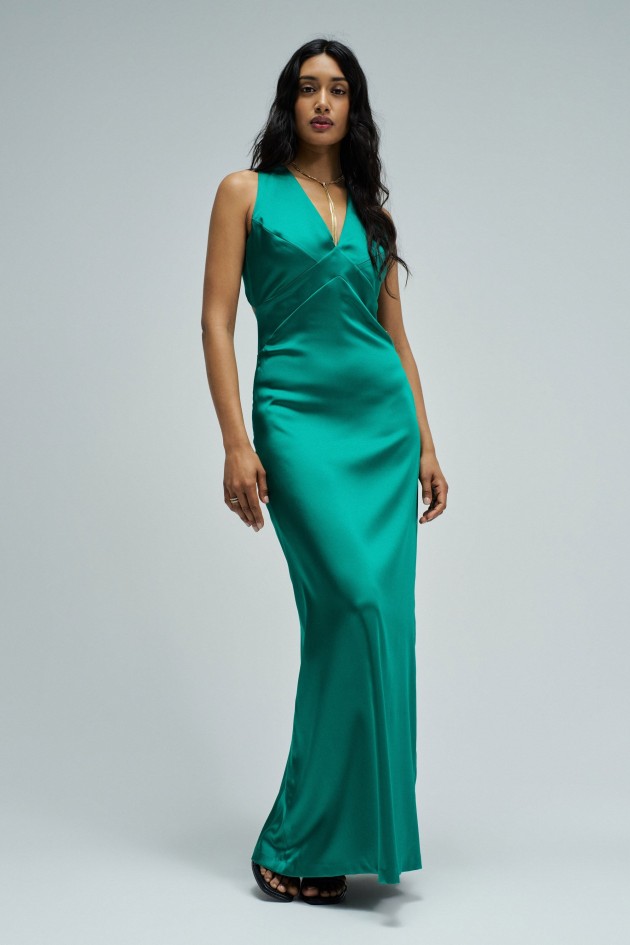 SATIN LANGES KLEID