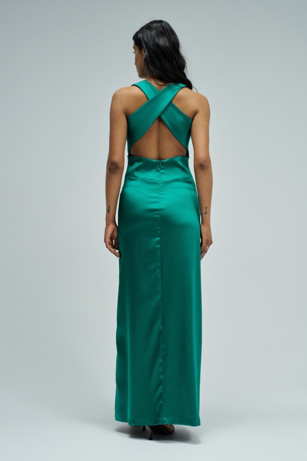 SATIN LANGES KLEID