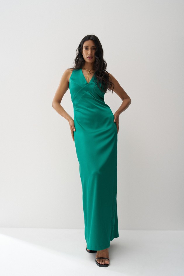 SATIN LANGES KLEID